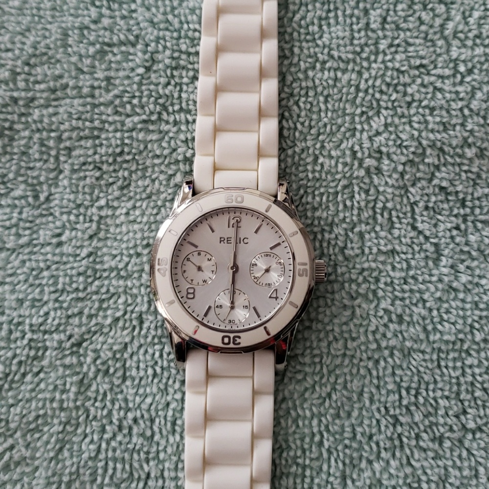 Relic White Multi-Dial Watch